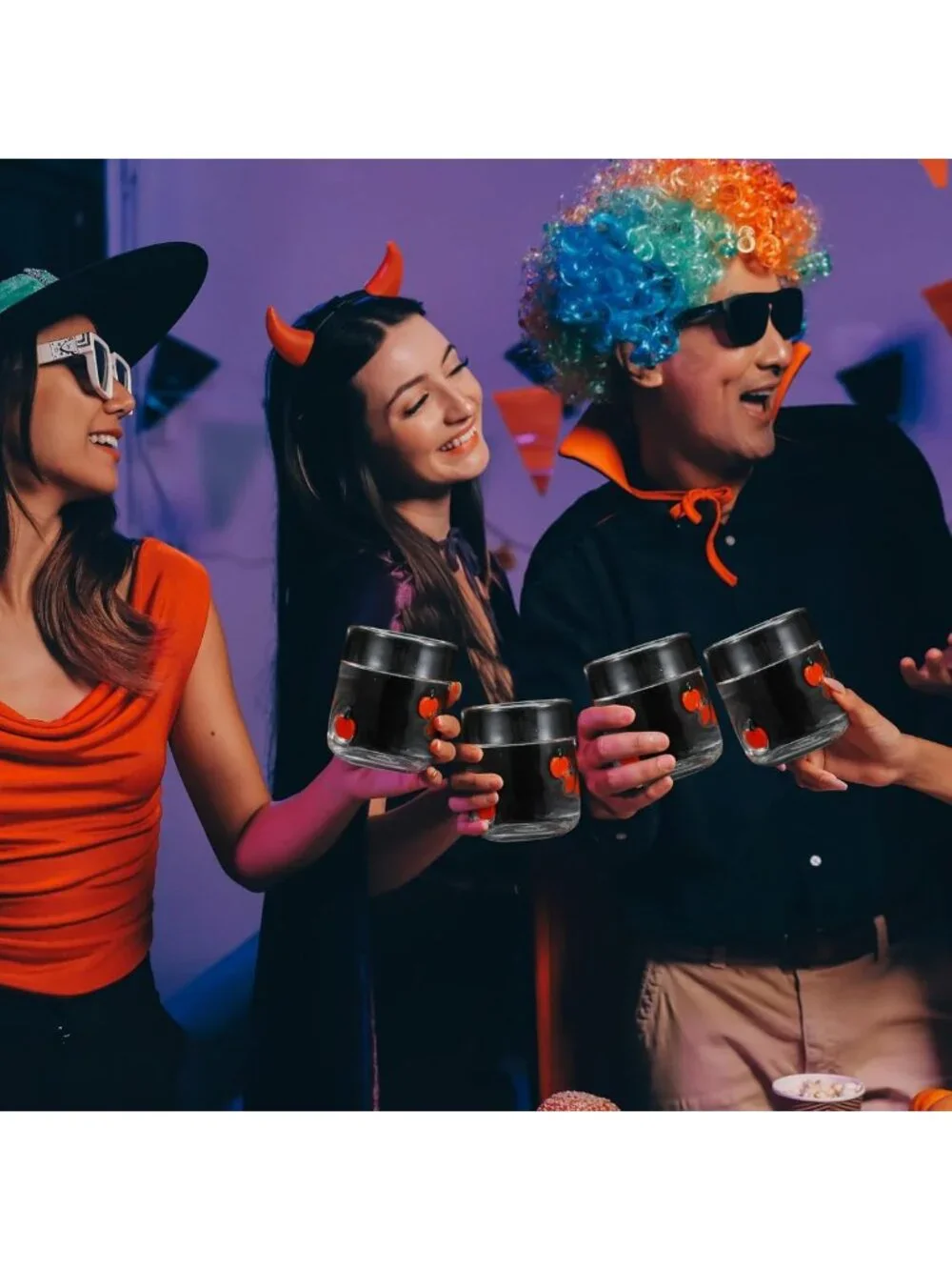 Set of 4 Pumpkin Icon Juice Glasses - Fall Decor, Halloween Drinkware, Cute